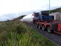 Wind turbine being transported up the A83