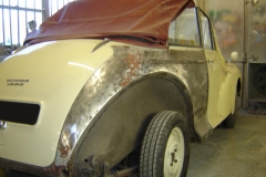 Not a VW and definitely not aircooled. This Morris Minor convertable was in need of a new wing and rear quarter repairs.